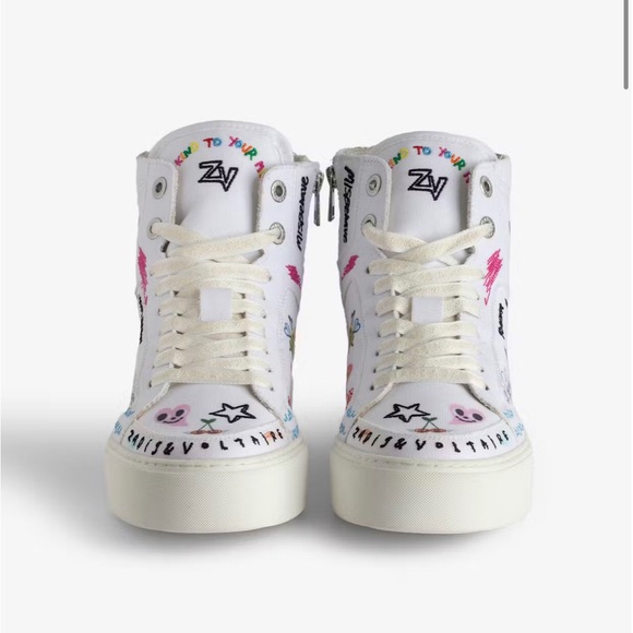 Zadig & Voltaire ZV1747 High Flash Chunky High-Top Sneakers White Size 37 - Picture 3 of 6